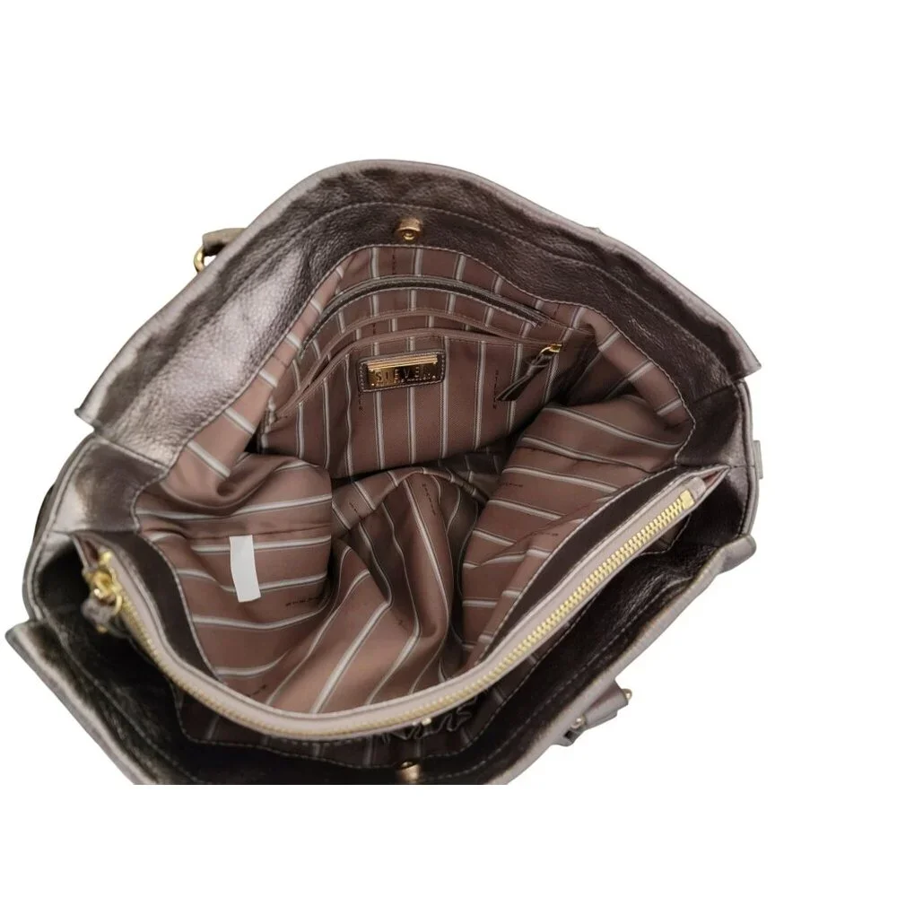 Steven By Steve Madden Metallic Tote Bag With Dual Handles & Zipper Accents - Picture 5 of 8